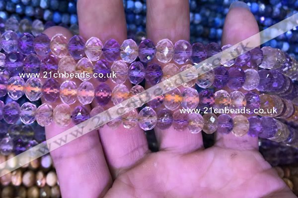CRB1944 15.5 inches 6*8mm faceted rondelle ametrine beads