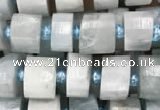 CRB2056 15.5 inches 9mm - 10mm faceted tyre aquamarine beads