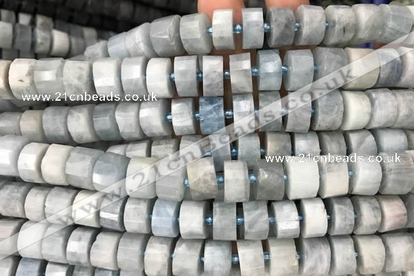 CRB2057 15.5 inches 11mm - 12mm faceted tyre aquamarine beads