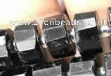 CRB2100 15.5 inches 7mm - 8mm faceted tyre black tourmaline beads