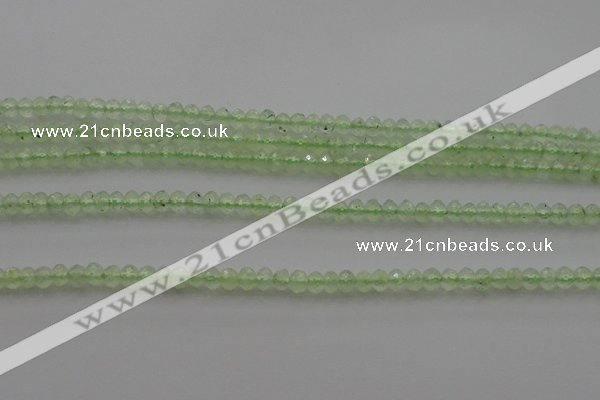 CRB212 15.5 inches 3*4mm faceted rondelle green rutilated quartz beads