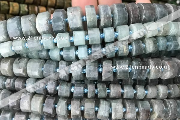 CRB2126 15.5 inches 9mm - 10mm faceted tyre kyanite beads