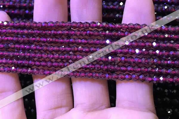 CRB2665 15.5 inches 2*3mm faceted rondelle red garnet beads