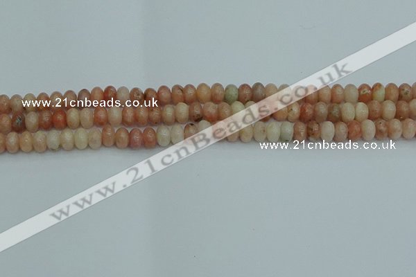 CRB2840 15.5 inches 4*6mm rondelle red plum blossom jade beads