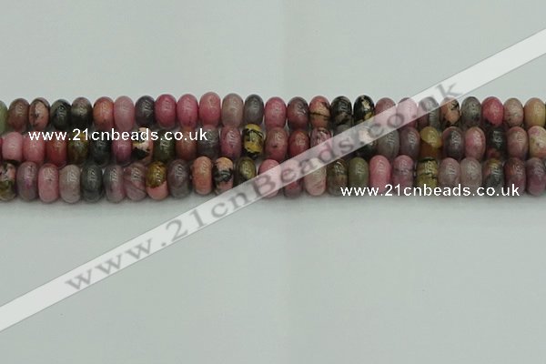 CRB2887 15.5 inches 6*10mm rondelle rhodonite beads wholesale