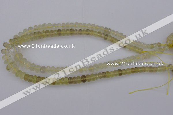 CRB303 15.5 inches 5*8mm - 10*14mm faceted rondelle lemon quartz beads