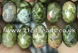 CRB4118 15.5 inches 5*8mm faceted rondelle unakite beads