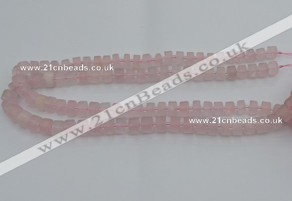 CRB451 15.5 inche 6*10mm tyre matte rose quartz gemstone beads