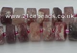 CRB461 15.5 inche 8*12mm tyre matte strawberry quartz gemstone beads