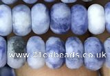 CRB5007 15.5 inches 4*6mm rondelle matte blue spot stone beads