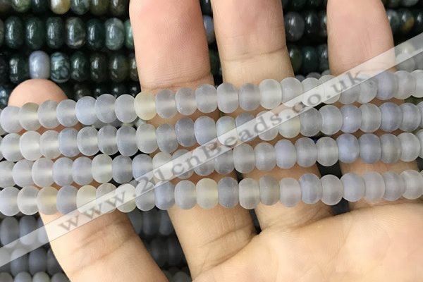 CRB5015 15.5 inches 4*6mm rondelle matte grey agate beads wholesale