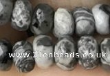 CRB5111 15.5 inches 4*6mm faceted rondelle grey picture jasper beads