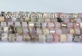 CRB5607 15.5 inches 7mm - 8mm faceted tyre pink opal beads