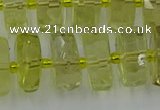 CRB577 15.5 inches 8*18mm faceted rondelle lemon quartz beads