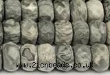 CRB5795 15 inches 4*6mm, 5*8mm faceted rondelle grey picture jasper beads