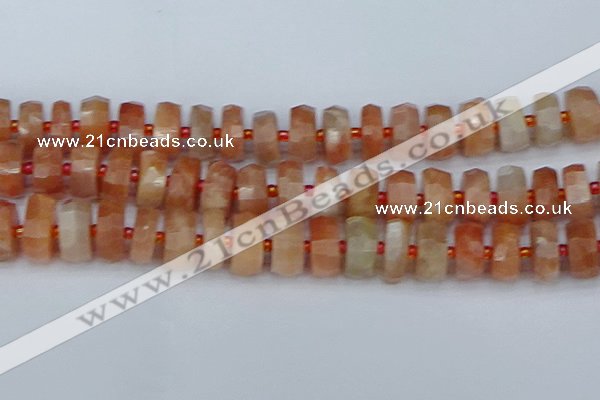 CRB822 15.5 inches 8*18mm faceted rondelle orange moonstone beads