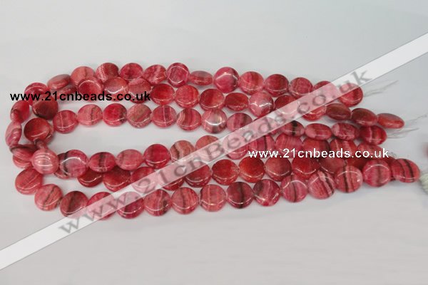 CRC23 15.5 inches 14mm flat round dyed rhodochrosite gemstone beads