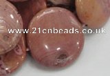 CRC76 15.5 inches 30mm flat round rhodochrosite gemstone beads