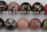 CRD05 15.5 inches 14mm round natural rhodonite gemstone beads