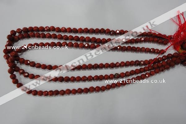 CRE101 15.5 inches 6mm faceted round red jasper beads wholesale