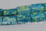 CRF138 15.5 inches 10*15mm flat tube dyed rain flower stone beads