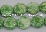 CRF199 15.5 inches 16mm flat round dyed rain flower stone beads