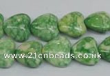 CRF212 15.5 inches 14*14mm heart dyed rain flower stone beads