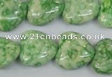 CRF214 15.5 inches 18*18mm heart dyed rain flower stone beads