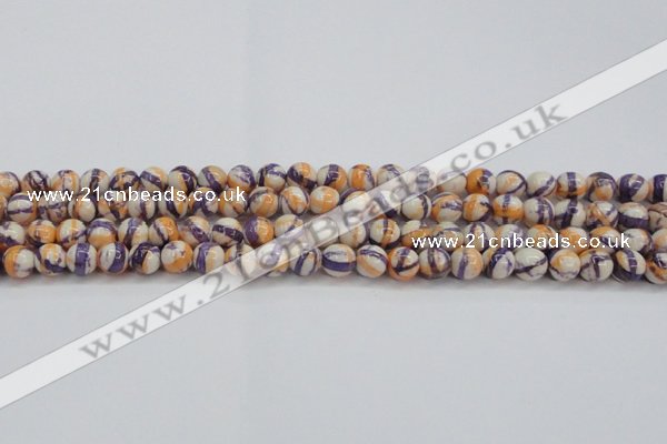 CRF411 15.5 inches 6mm round dyed rain flower stone beads wholesale
