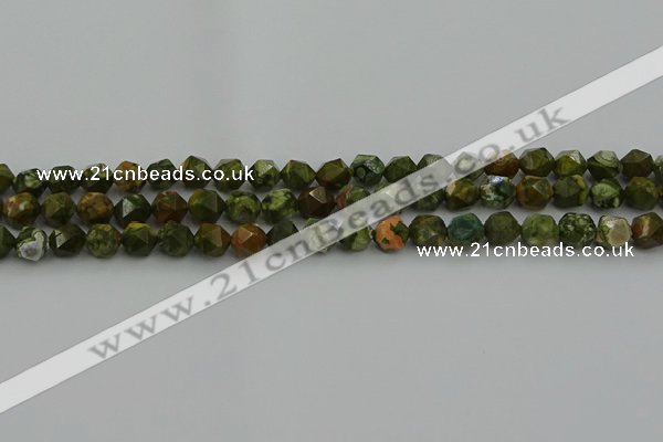 CRH161 15.5 inches 6mm faceted nuggets rhyolite gemstone beads