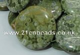 CRH40 15.5 inches 30mm flat round rhyolite beads wholesale