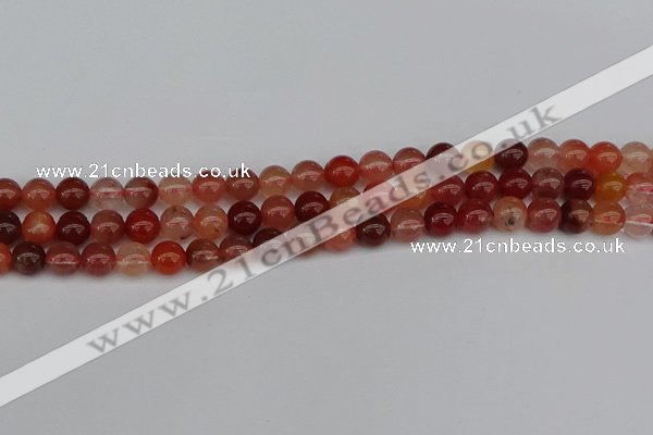 CRH601 15.5 inches 6mm round red rabbit hair quartz beads