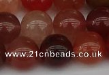 CRH604 15.5 inches 12mm round red rabbit hair quartz beads