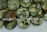 CRH86 15.5 inches 16mm faceted flat round rhyolite beads wholesale