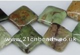 CRJ10 15.5 inches 16*16mm diamond african prase jasper beads