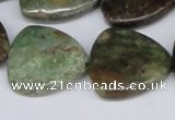 CRJ12 15.5 inches 25*25mm triangle african prase jasper beads