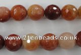 CRJ254 15.5 inches 12mm faceted round red jade gemstone beads