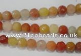 CRJ401 15.5 inches 6mm faceted round red & yellow jade beads