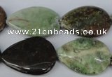 CRJ54 15.5 inches 20*30mm flat teardrop african prase jasper beads