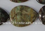 CRJ55 15.5 inches 25*35mm flat teardrop african prase jasper beads