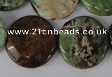 CRJ59 15.5 inches 25mm flat round african prase jasper beads
