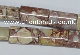 CRM07 15.5 inches 12*20mm flat tube red mud jasper beads wholesale
