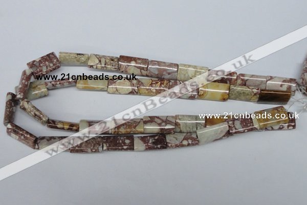 CRM07 15.5 inches 12*20mm flat tube red mud jasper beads wholesale