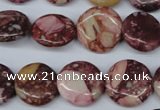 CRM53 15.5 inches 16mm flat round dyed red mud jasper wholesale