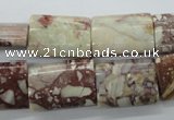 CRM93 15.5 inches 13*18mm flat tube red mud jasper wholesale
