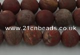 CRO1102 15.5 inches 8mm round matte pomegranate jasper beads