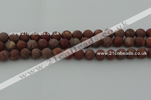 CRO1103 15.5 inches 10mm round matte pomegranate jasper beads