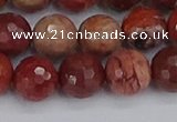 CRO1192 15.5 inches 12mm faceted round red porcelain beads