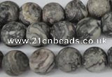 CRO322 15.5 inches 12mm round grey picasso jasper beads wholesale