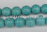 CRO365 15.5 inches 12mm round synthetic turquoise beads wholesale